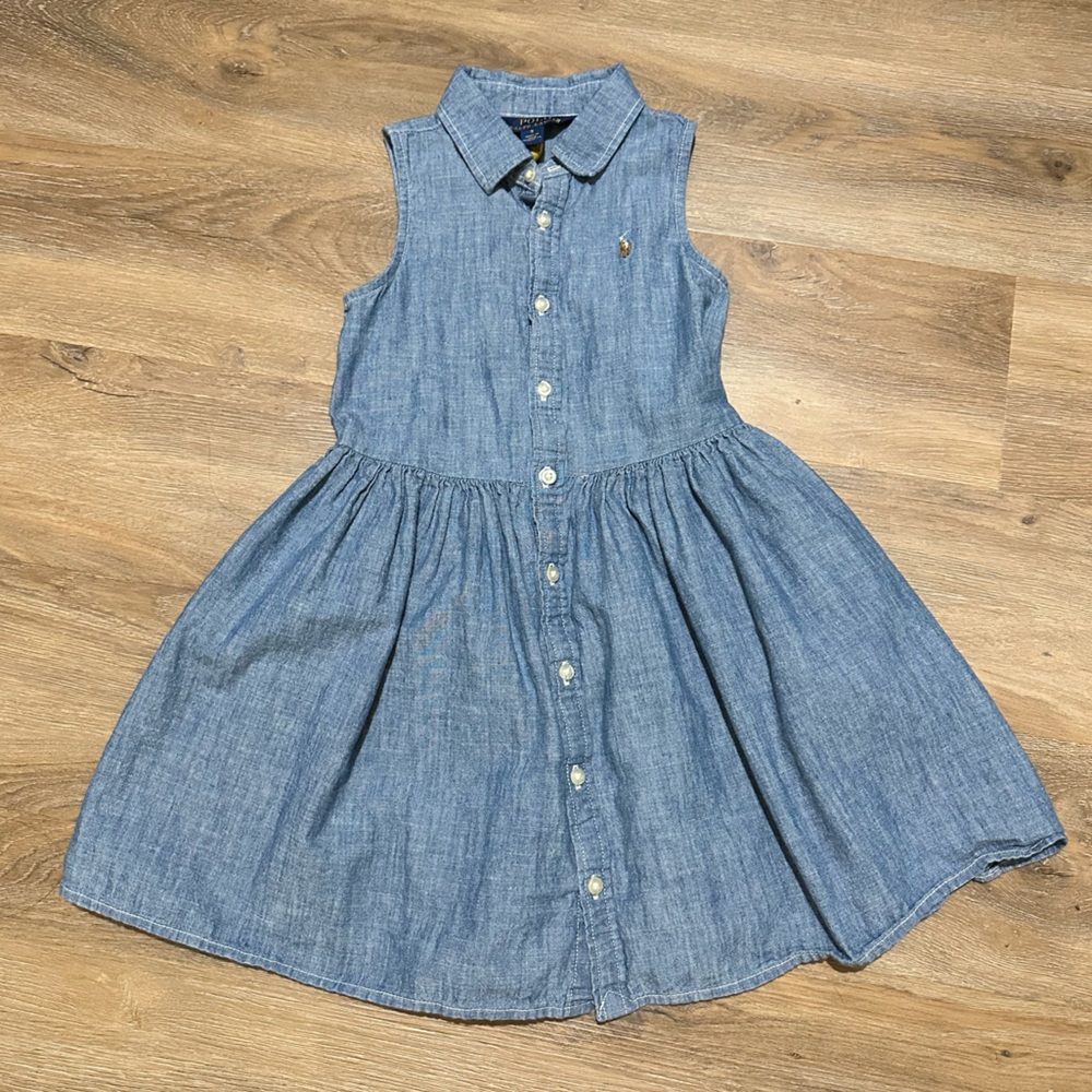 EUC Polo Ralph Lauren Chambray Sleeveless Button Down Dress in Size 5T
